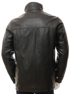 Chaqueta de Motociclista Estilo Slim Fit en Cuero Genuino Negro con Botones, Chaquetas de Cuero, Ropa Exterior Informal - Product Image 6