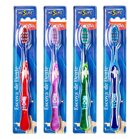 Brosse à dents transparente en PS, brosse dentaire de luxe, poils en nylon doux 610, poignée antidérapante OEM, fabricant de brosses à dents