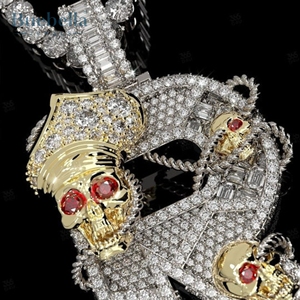 Colgantes y dijes de moissanita de plata 925, diseño de letra envuelto en esqueleto helado personalizado, joyería ostentosa de Hip Hop para hombres - Product Image 3