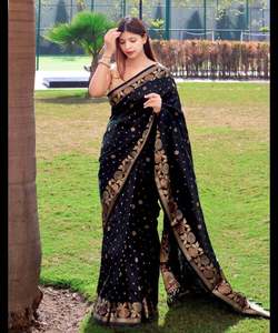 เสื้อซารีตาข่ายสวยสำหรับเด็กผู้หญิงใส่ทำงานปักลายแฟนซีและเข้าคู่กับเสื้อสำเร็จรูปสำหรับโอกาสพิเศษ - Product Image 1