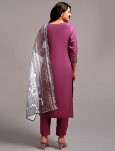 New Designer Exclusive Traditional Designer Wine Color <b>Kurta</b> Set Kurti Pant with Fancy Dupatta for Beautiful Women for Festival - Product Image 4
