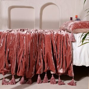 Venta al por mayor de lujo Boho terciopelo colcha con borlas anudadas hechas a mano suave terciopelo manta para invierno para el sofá de la sala de estar - Product Image 3