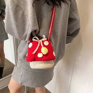 Bolso cruzado de ganchillo 2025: Novedoso y adorable bolso de punto con diseño de hongo grande, de algodón, producto terminado, transfronterizo. - Product Image 6