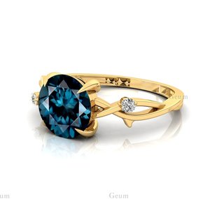 Diseñador 14K 18K oro puro 100% diamante natural boda anillo de compromiso genuino Londres azul Topacio piedra preciosa - Product Image 5