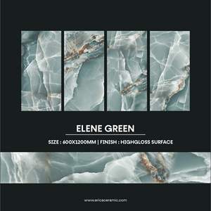 ELENE verde alto brillo 600x1200 MM porcelana inspirada en ónix azulejo para interiores de lujo supermercado Villa centro comercial paredes interiores - Product Image 3