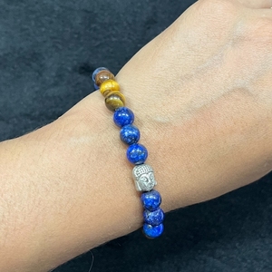 Natural Gemstone Lapis & Tiger Eye With Buddha <b>Charm</b> Adjustable 8mm Beads Stretch Wholesale <b>Bracelet</b> Men's Women Gifts Ideas - Product Image 6