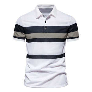 เสื้อโปโลสำหรับผู้ชายเสื้อลำลองแขนสั้นผ้าคอตตอนสีล้วนพิมพ์โลโก้ตามสั่ง - Product Image 2