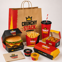 Boîte en papier kraft personnalisée pour emballage de frites, poulet frit, hamburgers et autres plats à emporter de type McDonald's, avec impression de logo.