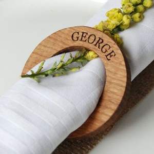 Rond de serviette en bois rustique de luxe fait à la main design poli accessoire de salle à manger unique idéal pour les occasions festives ménages élégants - Product Image 2