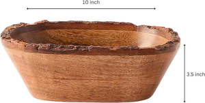 Large mango Wooden Lightweight Round Polished Serving Bowl with Floral Border for Fruits and Snacks-Home <b>Decor</b> New <b>Sale</b> - Product Image 5