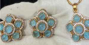 Ensemble de chaînes à maillons de style Polki plaqué or en laiton Bijoux fantaisie Collier artificiel - Product Image 2