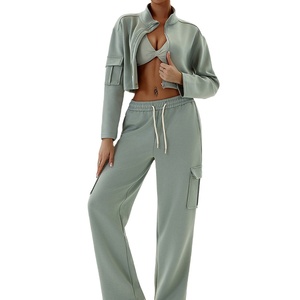 360 GSM poliéster algodón Otoño Invierno sudaderas con capucha de lana de gran tamaño mujeres cremalleras dobles chándal Conjunto personalizado 2026 - Product Image 1