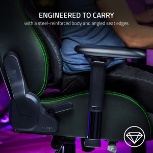 Gaming <b>Chair</b>: Ergonomic Lumbar Support System - Multi-Layered Synthetic Leather - High Density Foam Cushions - Product Image 2