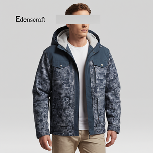 Veste d'hiver en toile durable pour hommes pour les vêtements d'extérieur isolés par temps froid Chaud Confort Capuche Résistant à l'eau Coupe-vent pour - Product Image 4