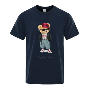 Nuevo estilo Hip Hop oso de peluche estampado Casual verano Top cuello redondo manga corta hombres gráfico algodón camisetas moda calle desgaste - Product Image 2