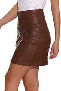 Vente en gros de jupes en cuir véritable miniatures de haute qualité pour femmes, design décontracté antistatique avec des caractéristiques douces et brillantes, vêtements d'hiver - Product Image 4