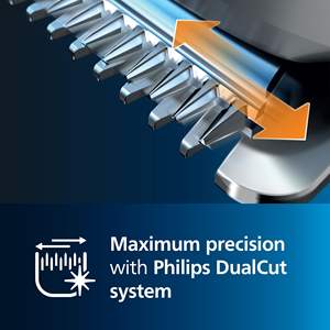 Tondeuse à cheveux et barbe avec technologie DualCut, 13 réglages de longueur, autonomie de 45 min, entretien zéro, lame en acier inoxydable, USB - Product Image 4