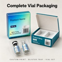 Boîte à pilules personnalisée avec logo, étanche, pour médicaments, 3 ml/10 ml, étiquette, boîte Pep, 1 paquet, 2 flacons, fermeture magnétique, plateau en plastique