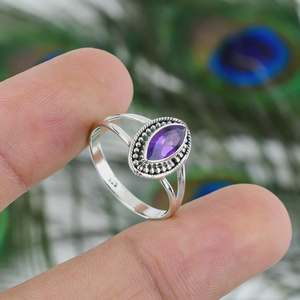 Anillo de Amatista Púrpura, Plata de Ley 925, Chapado en Rodio, Hecho a Mano, Elegante para Uso Diario, Regalo de Aniversario para Mujer - Product Image 6