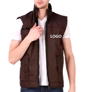 Chaqueta de invierno para hombre de talla grande de alta calidad al por mayor, chaleco acolchado grueso sin mangas con logotipo personalizado, lona tejida informal, 100% poliéster - Product Image 1