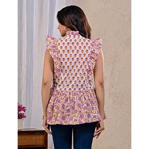 Chemisier en popeline de coton blanc imprimé, motif floral brodé, style bohème formel pour femme, manches mi-longues, taille XL - Product Image 6