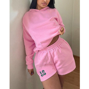Conjunto corto y con capucha de verano para mujer, conjunto informal de dos piezas, ropa deportiva, chándal de moda, ropa de salón, ropa deportiva elegante - Product Image 2