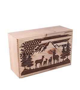 Handcrafted Flag Mountain Wooden Box Funeral Cremation <b>Urns</b> for Human Ashes Adult <b>Large</b> - Burial <b>Urns</b> for Columbarium - Product Image 2