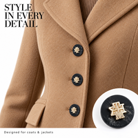 Kancing Resin Logam Dua Warna, Kancing Jahit Dekoratif dari Paduan Logam untuk Blazer, Jas, Mantel, Jaket, Aksesoris Pakaian