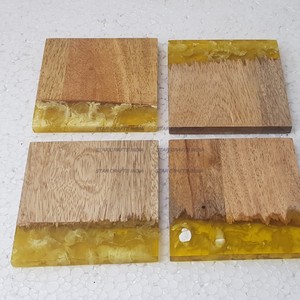 Posavasos de resina epoxi y madera de acacia cuadrada de diseño moderno recién llegado, los mejores posavasos para oficina y hogar de SCI - Product Image 5