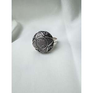 Rose Gold & 18K Plated Domegrit Inlay <b>Ring</b> with Trendy Rava Work 925 Silver & <b>Titanium</b> Gift <b>Ring</b> Jewelry - Product Image 1