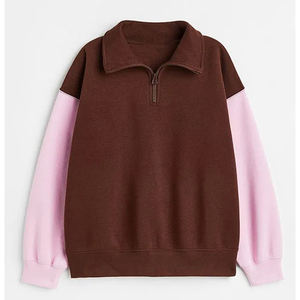 ชุดสเวตสูทปักลายเทรนดี้สำหรับฤดูใบไม้ร่วง สีสันตัดกัน ผ้าฝ้าย 450 GSM เสื้อสเวตเชิ้ตแบบมีซิปครึ่งตัว ทรงฮู้ดดี้ ตัดเย็บสไตล์สตรีทแวร์ - Product Image 6