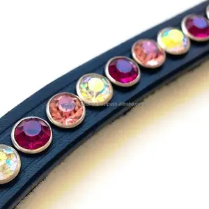 Empty Channel Leather horse Browbands For Horse Bridle Manufacturers wholesale manufacturer with Stellux colorful stones bling