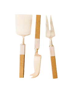 Ensemble de 3 ustensiles de service de luxe écologiques et modernes pour hôtels, maisons et mariages : couteau, fourchette et spatule à fromage - Product Image 5