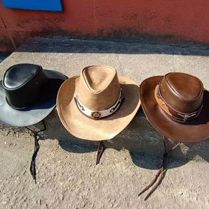 หมวกคาวบอยพ่อทูนหัวแบบตะวันตกของผู้ชายวัสดุหนัง PU เส้นรอบวงศีรษะปรับได้สำหรับฉากสบายๆ - Product Image 4