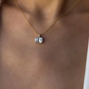 Elegante Collar con Colgante de Diamante Cultivado en Laboratorio de 5 Quilates, Corte Ovalado, Claridad VS, Color EF, en Oro de 14K, Joyería Fina para Mujer, Nueva Llegada - Product Image 2