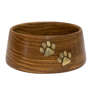 Bols d'alimentation pour animaux de compagnie en bois de Sesham fabriqués à la main de qualité supérieure Durable plat élégant chiens chats forme de bouteille Application pratique de l'eau - Product Image 1