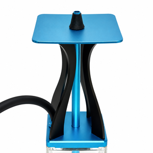 Juego de Pipas de Agua de Aluminio Azul Zafiro Premium con Base de Vidrio Transparente, Diseño Moderno de Una Sola Manguera, Personalizable para Venta al Por Mayor - Product Image 3