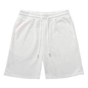 กางเกงขาสั้นตาข่ายสำหรับออกกำลังกายสำหรับผู้ชายทำจากผ้าฝ้าย100% สีพื้นพร้อมเชือกรูดและกระเป๋า - Product Image 1