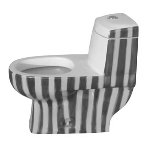 New Style Decorative Pattern Floor-Mounted Siphonic Flushing White-Black One-Piece Water Closet <strong>Toilet</strong> <strong>Jet</strong> <strong>Spray</strong> Sanitary Ware - Product Image 1