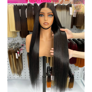 Cabello humano Remy vietnamita de grado superior doble cutícula dibujada alineada 2X6 peluca con cierre de encaje Color negro Natural hueso recto - Product Image 4