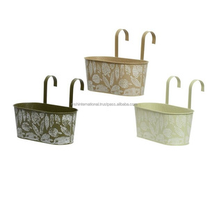Décoration de jardin Pot de fleurs en métal pour l'extérieur et l'intérieur Pots de fleurs en zinc galvanisé avec poignées - Product Image 1