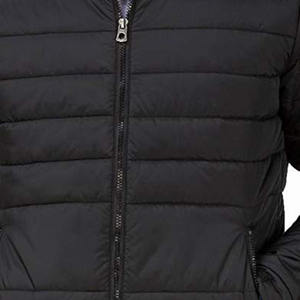 Vestes matelassées noires pour hommes, hiver, fermeture éclair, tissu respirant léger, col à capuche, motif décoratif, vente - Product Image 6