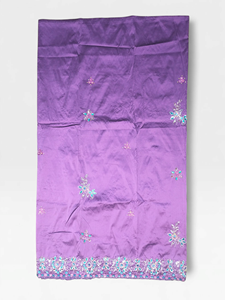 Lavender Luxury Beaded George <b>Fabric</b> with Silver Floral Embroidery for Nigerian Wedding & Party Wear - Product Image 2