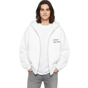 High Quality Custom Cropped <b>Hoodie</b> for <b>Men</b> Wholesale 500gsm Thick Neoprene Zipper Boxy Cotton Oversized Fleece <b>Plain</b> <b>Mens</b> <b>Hoodie</b> - Product Image 3