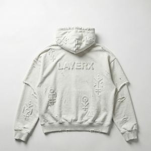 Sweat à capuche doublé pour femme, streetwear d'hiver, poids lourd, 500 g/m², coton, lavage à l'acide, respirant, imprimé en relief, strass, graphique, délavé - Product Image 2