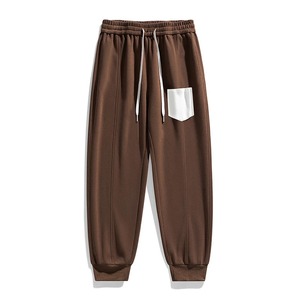 Pantalones de chándal de cintura alta de lona elásticos y cómodos para hombre, pantalones de uso diario con cintura elástica y bolsillos con cremallera, talla XL - Product Image 1