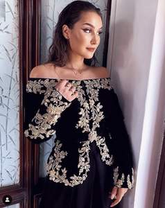 2025 @ Veste noire élégante algérienne traditionnelle-Karakou avec une belle perle de verre ornée Dabka travail sur tissu de velours - Product Image 1