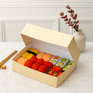 Boîte à sushi en papier avec fenêtre transparente, impression de logo personnalisée, matériaux recyclés écologiques, lamination brillante et gaufrage - Product Image 2