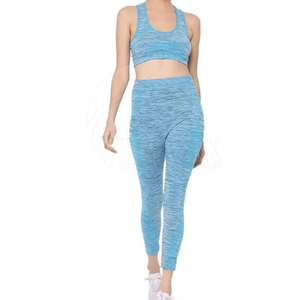 Leggings de Yoga de cintura alta con Top corto deportivo elástico, conjuntos de entrenamiento de poliéster para mujer, ropa de gimnasio, trajes de 2 piezas - Product Image 1