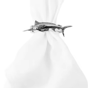 Marlin Fish Fine English Pewter On A Bufanda Servilletero Metal para Party Table Center pieces Unique Home Decor Servilletero - Product Image 1